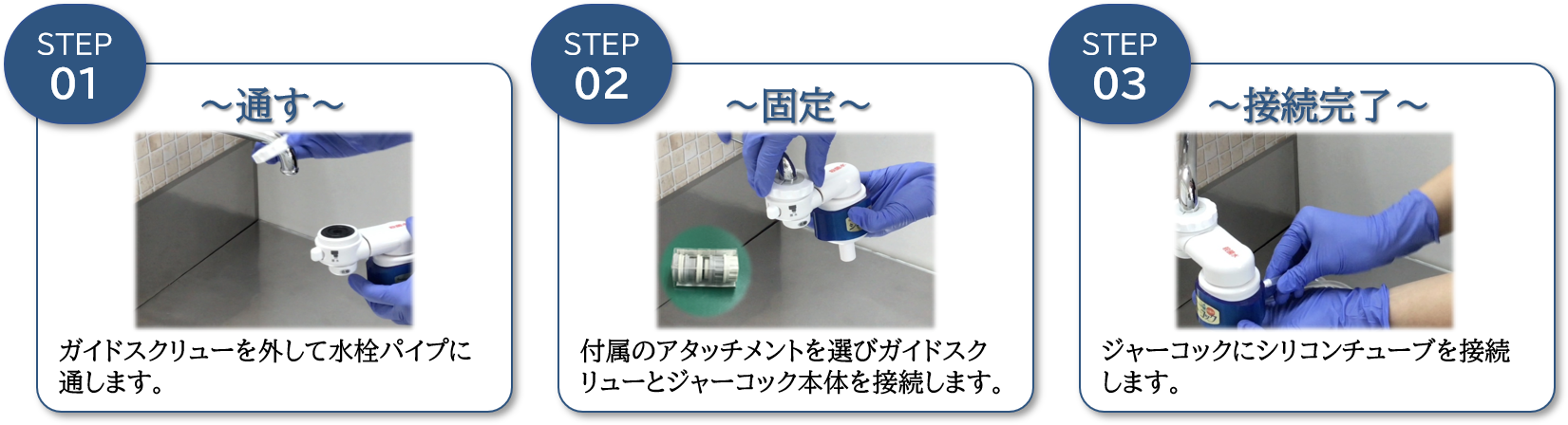 ジャーコック設置3ステップ